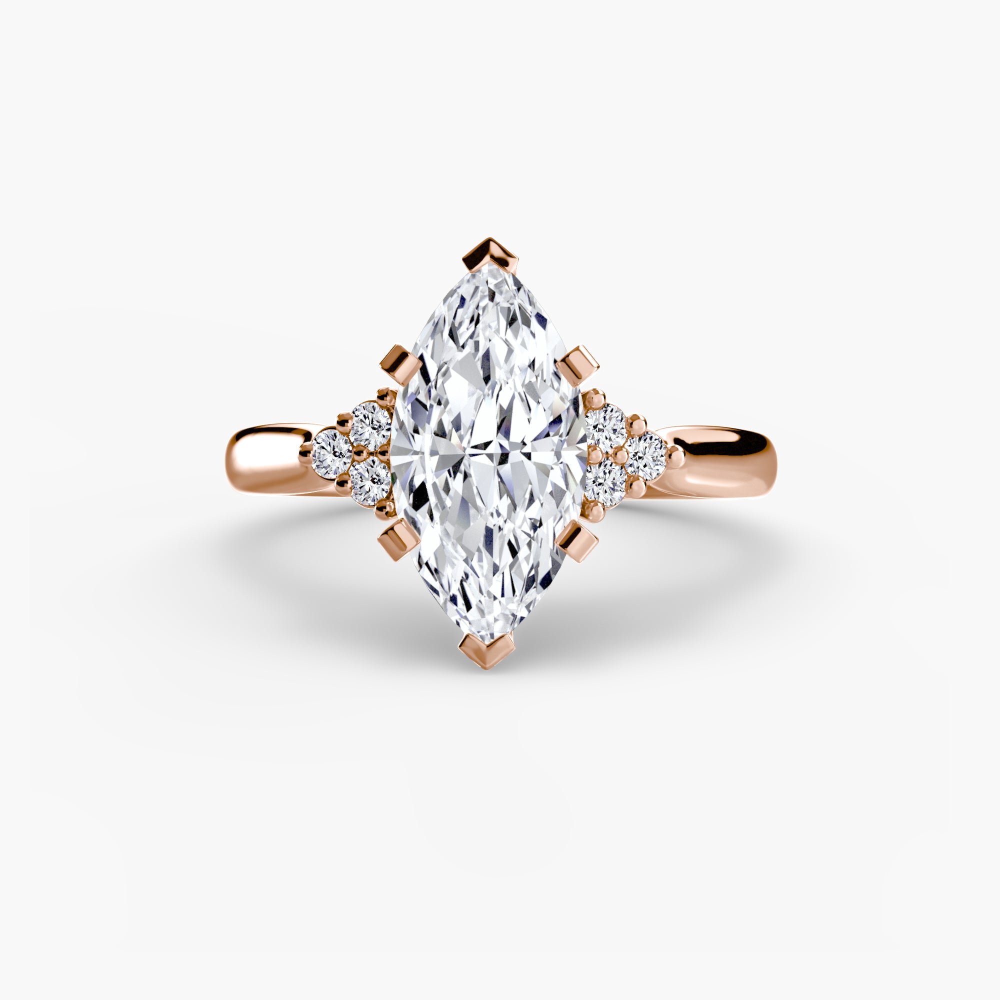 Anello solitario con spalle a cluster, gambo 2,5 mm