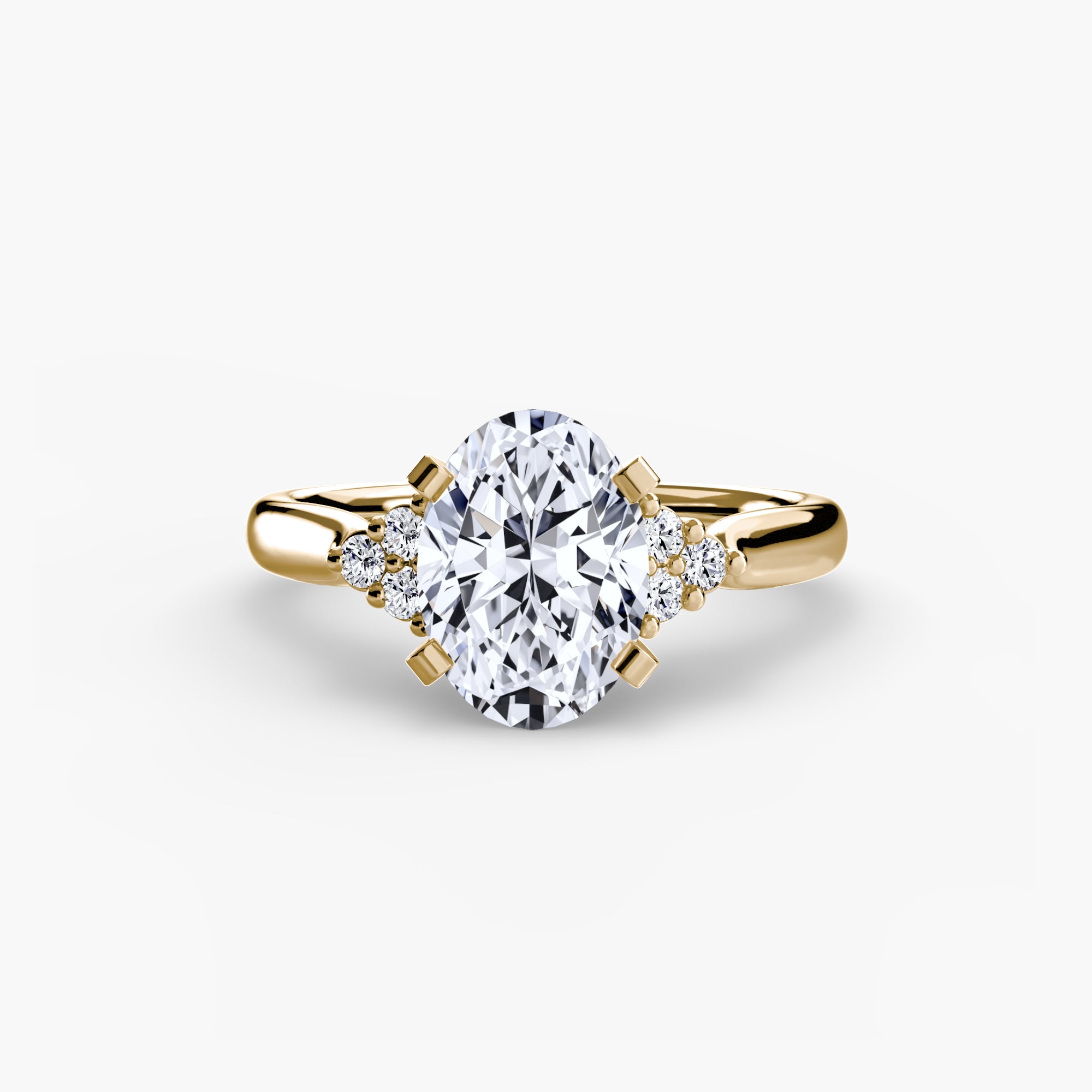 Anello solitario con spalle a cluster, gambo 2,5 mm