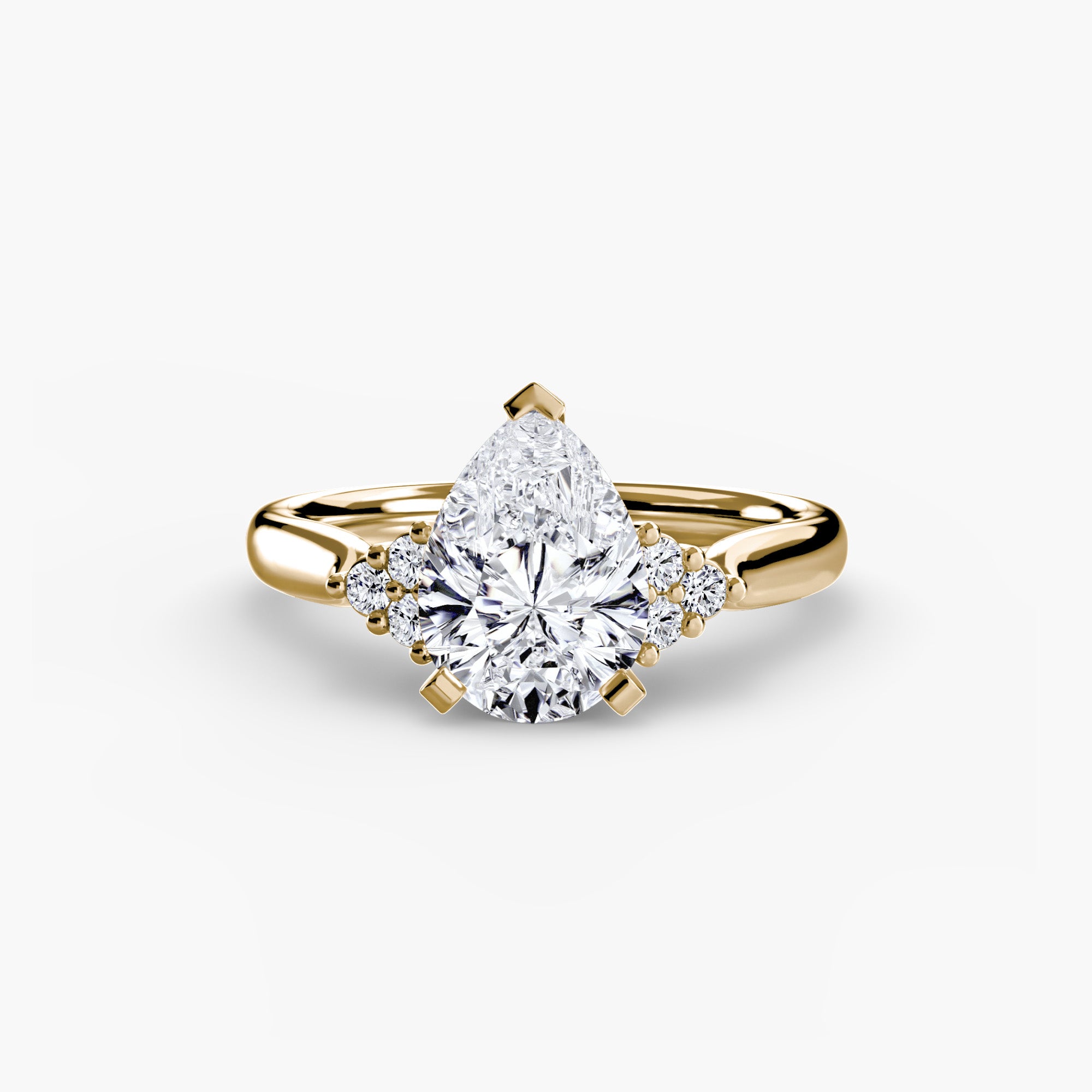 Anello solitario con spalle a cluster, gambo 2,5 mm