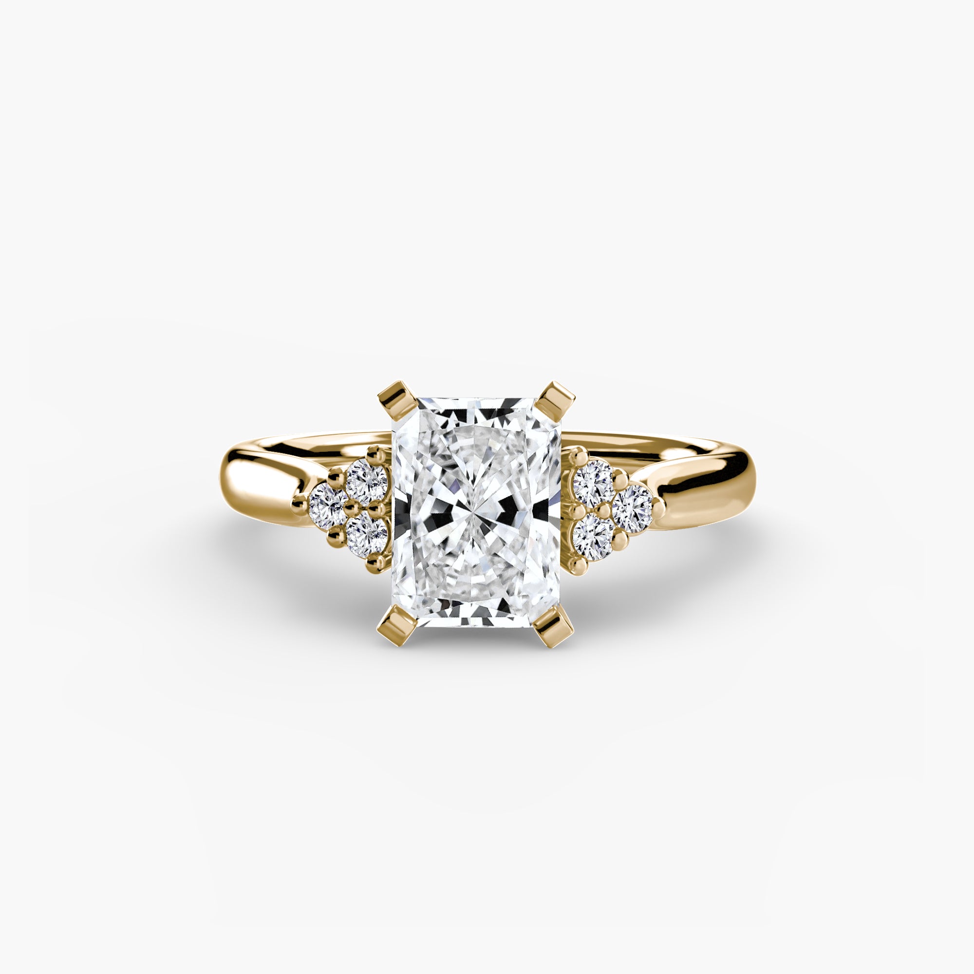 Anello solitario con spalle a cluster, gambo 2,5 mm