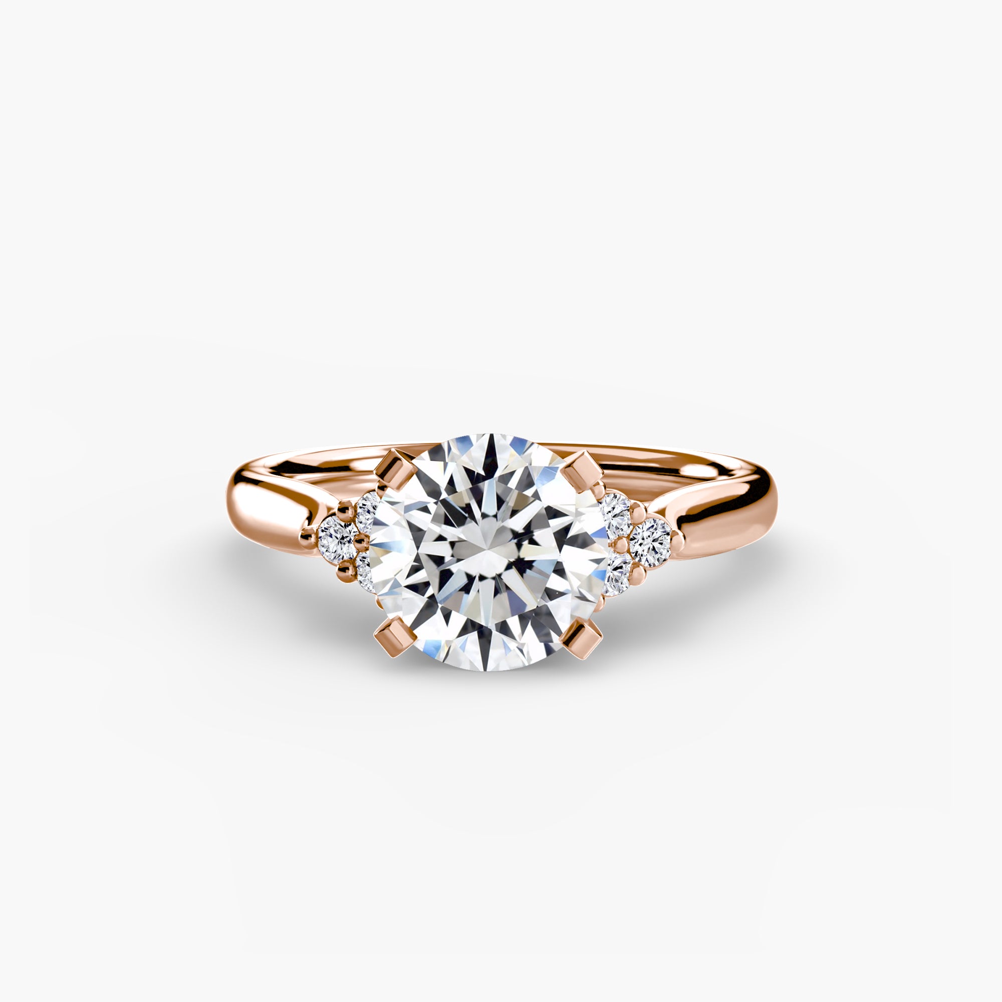 Anello solitario con spalle a cluster, gambo 2,5 mm