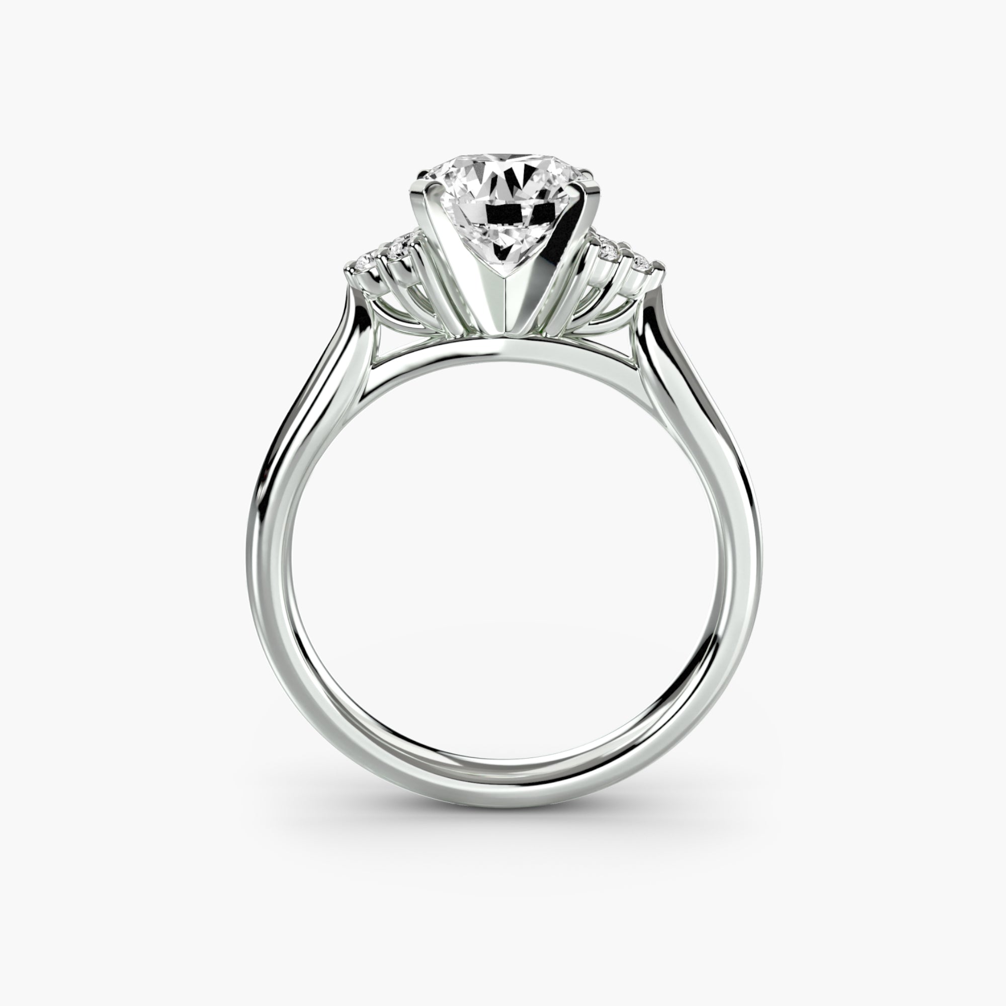 Anello solitario con spalle a cluster, gambo 2,5 mm