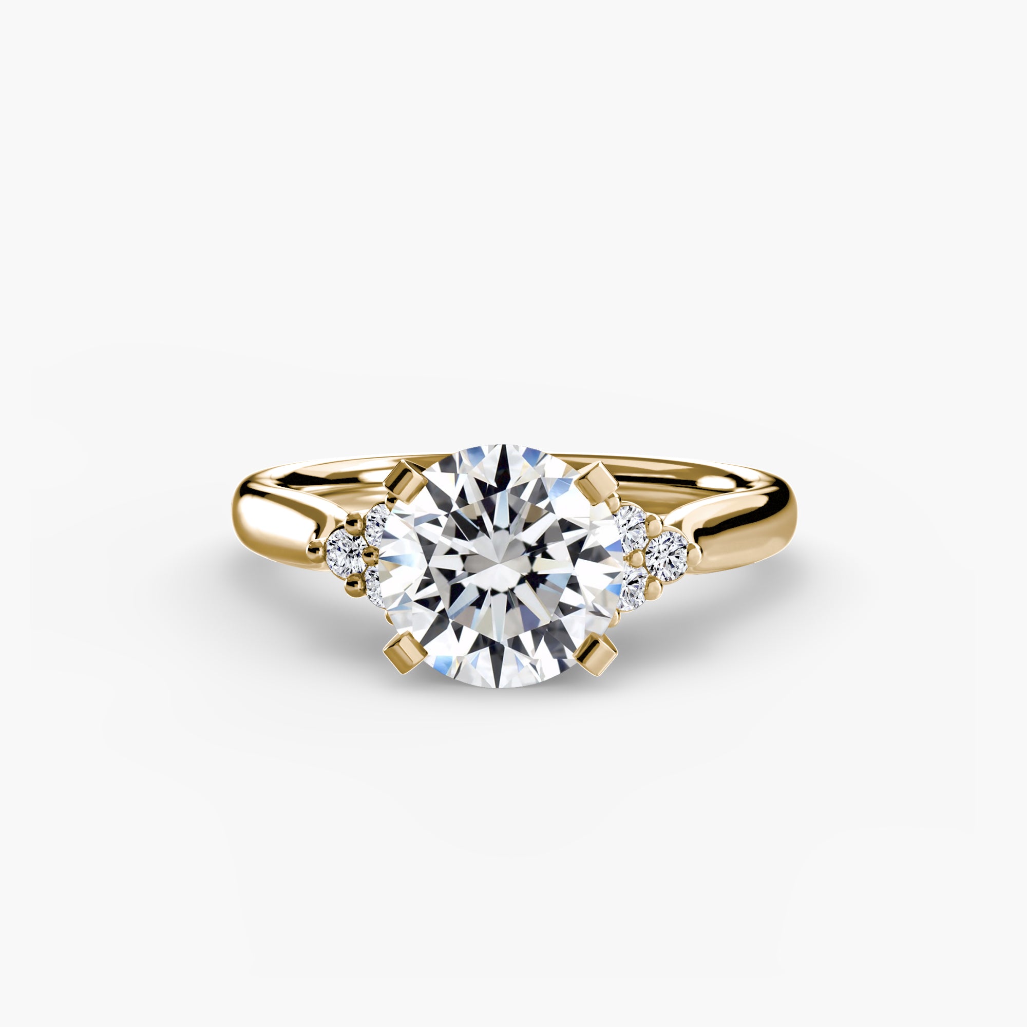 Anello solitario con spalle a cluster, gambo 2,5 mm