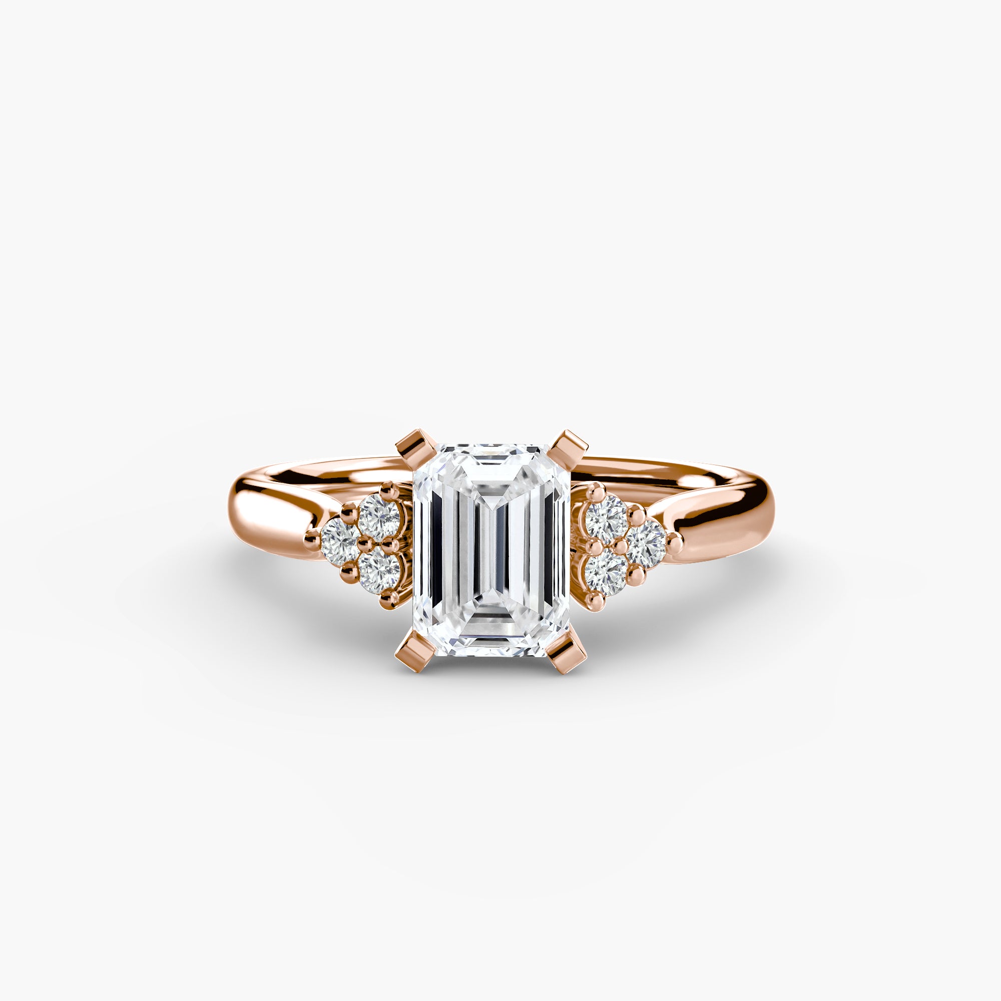 Anello solitario con spalle a cluster, gambo 2,5 mm
