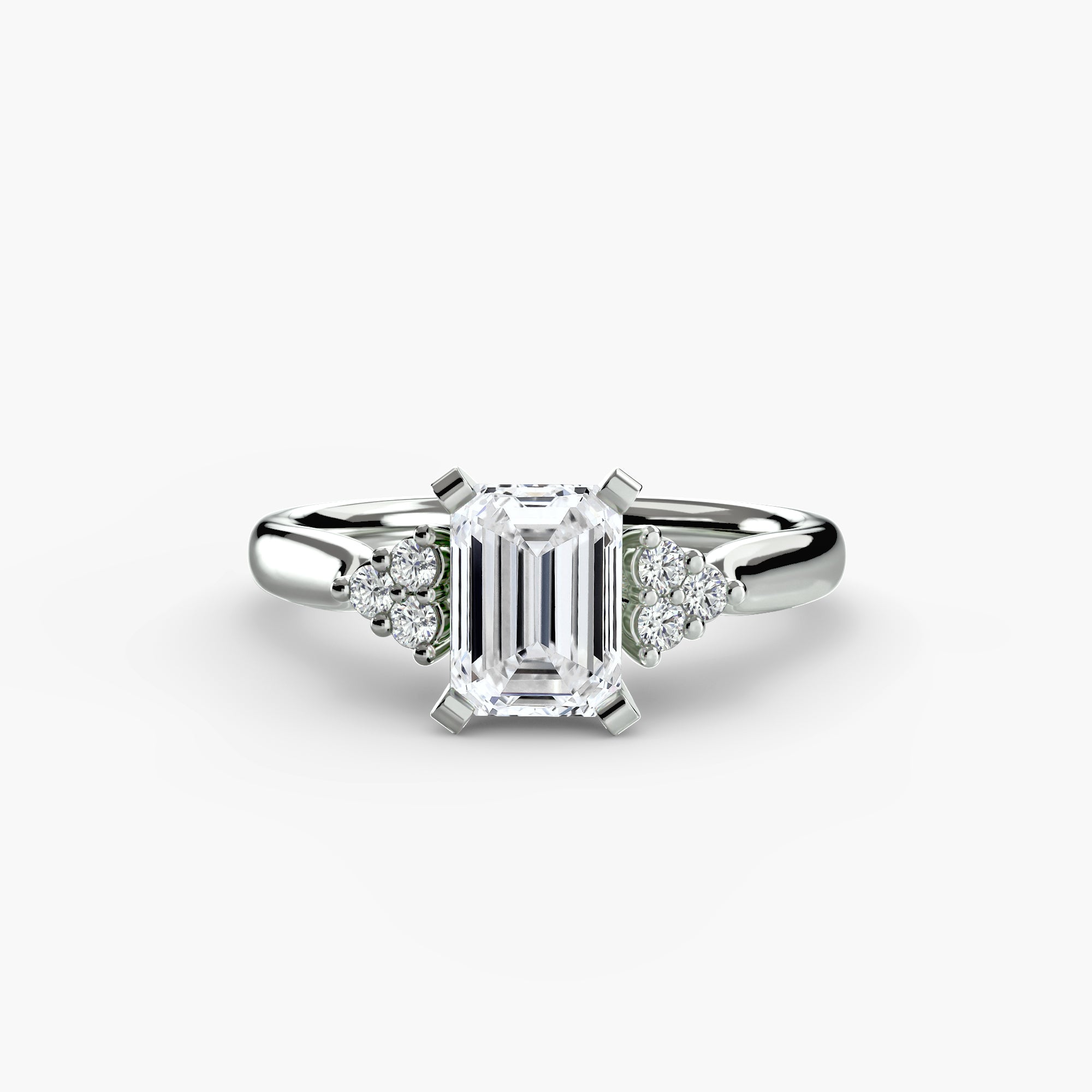 Anello solitario con spalle a cluster, gambo 2,5 mm