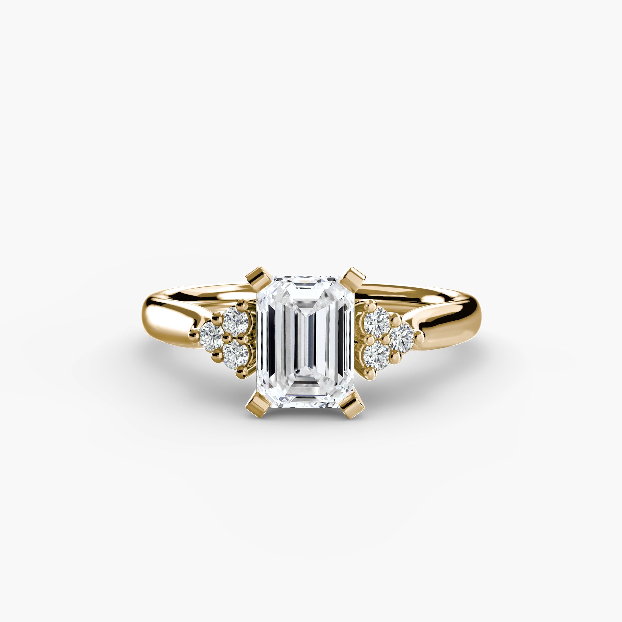 Anello solitario con spalle a cluster, gambo 2,5 mm