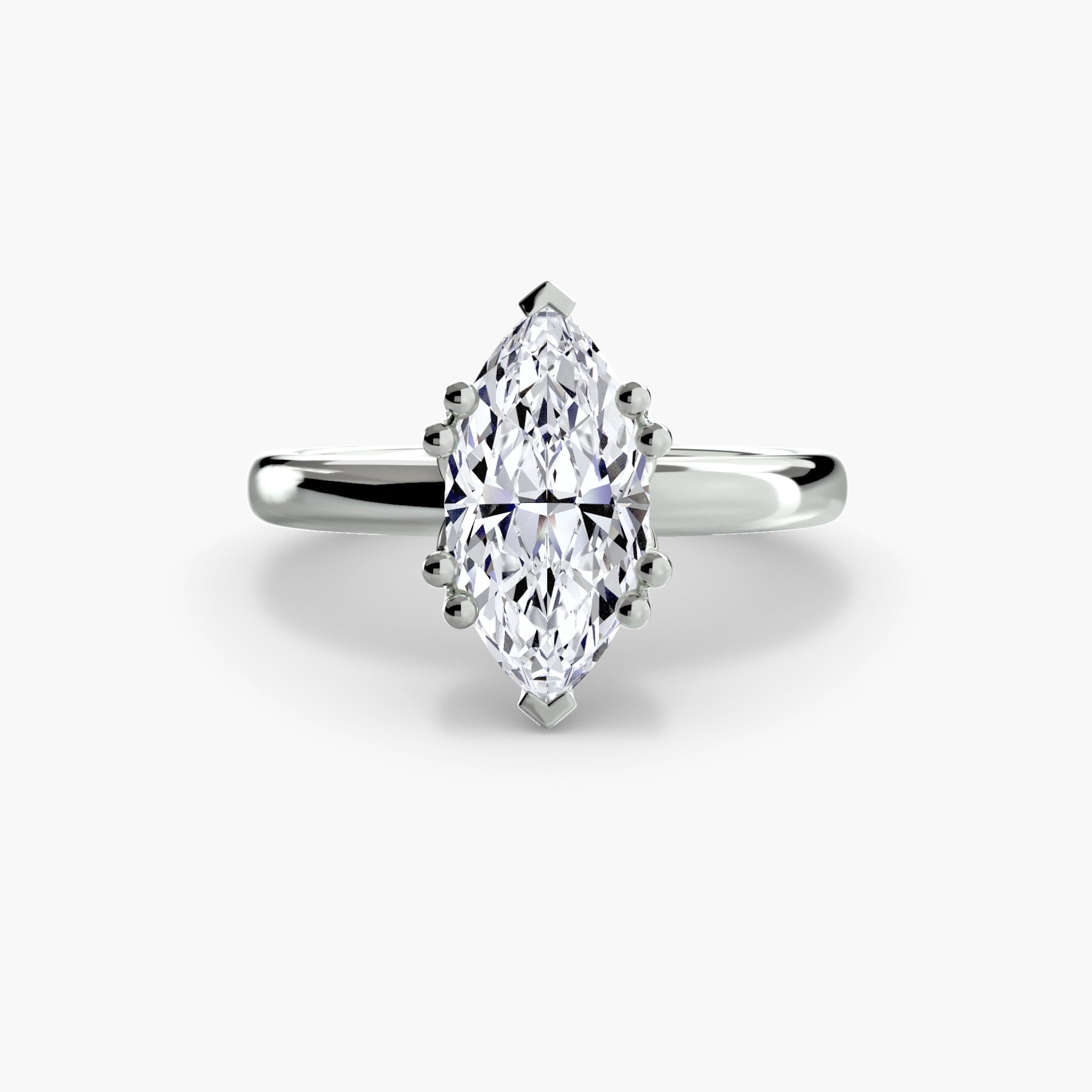 Anello solitario minimale — montatura, gambo 2,0 mm
