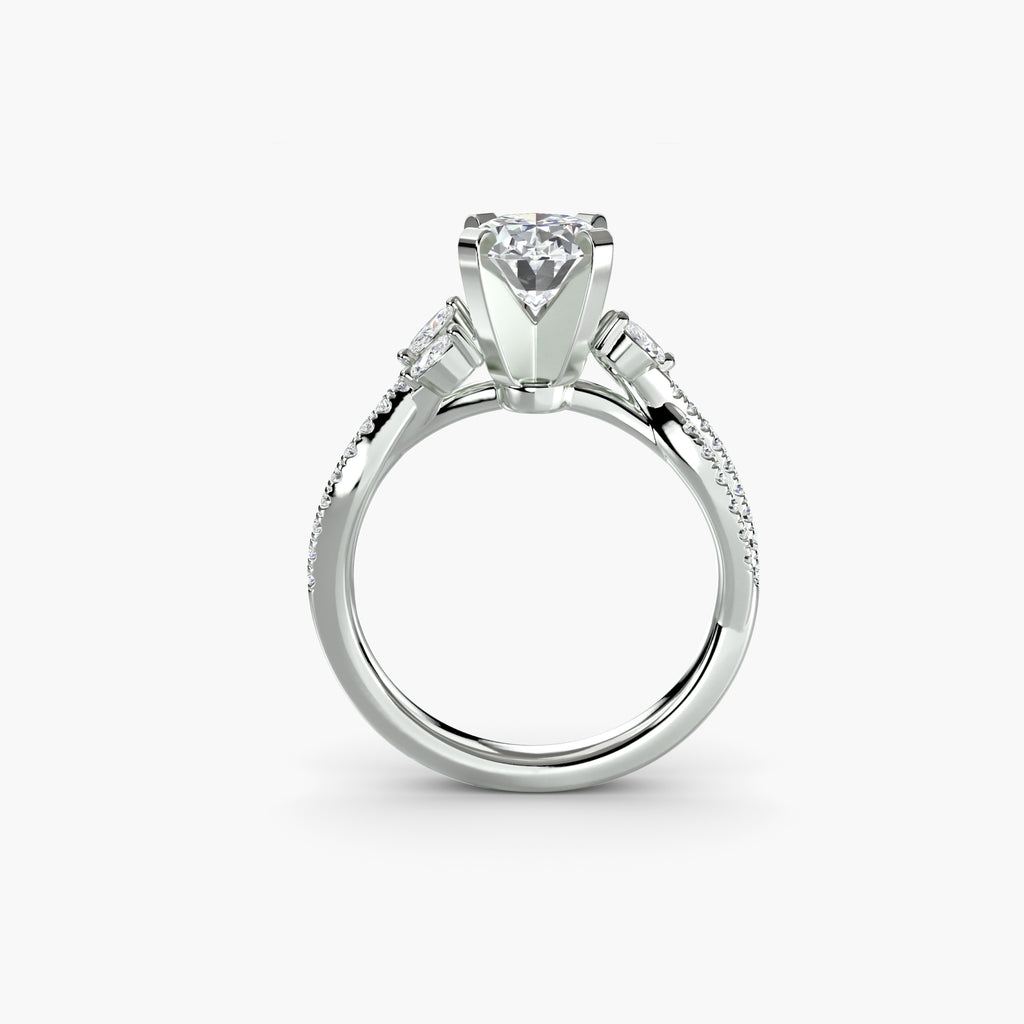 Anello intrecciato con pavé — montatura, gambo 2,4 mm