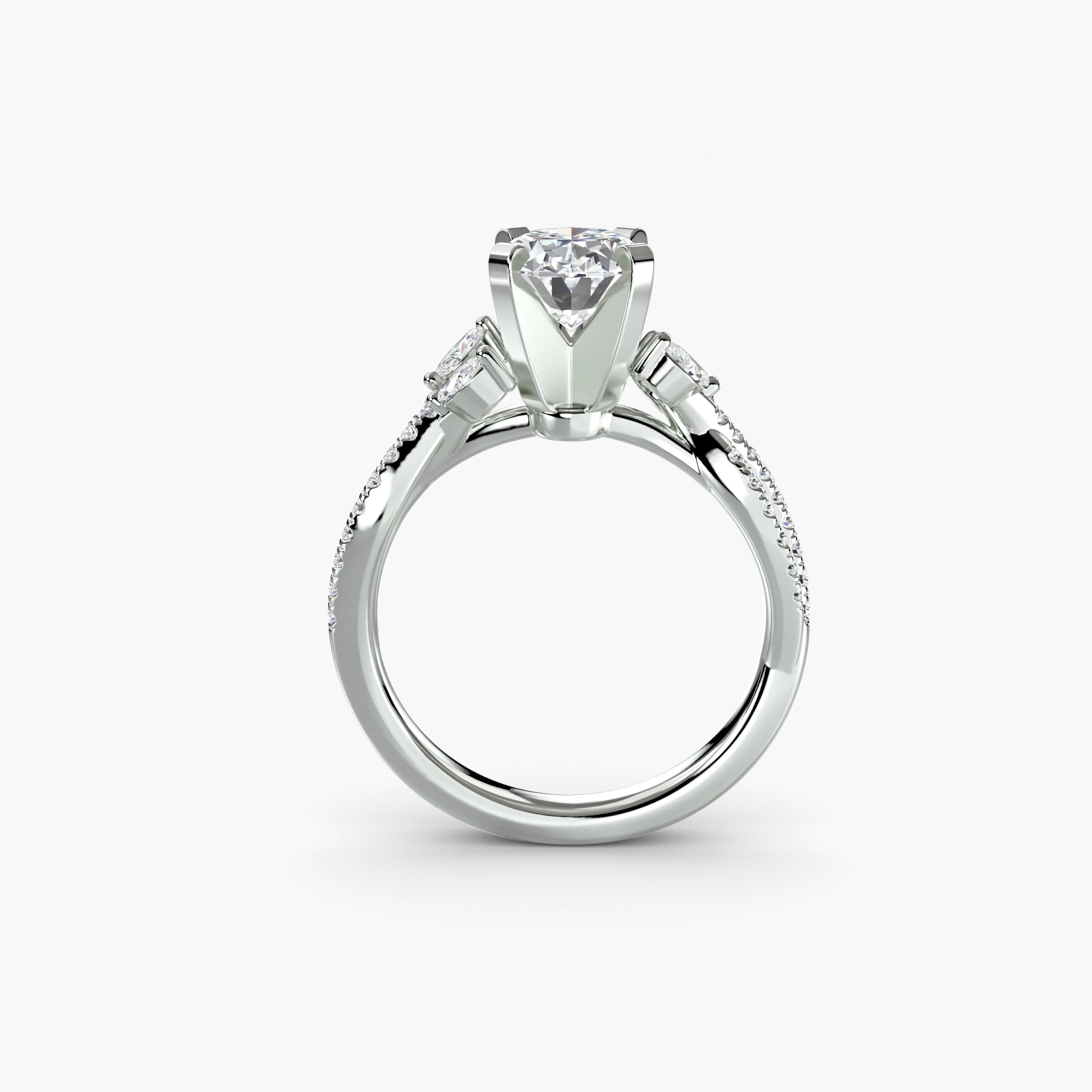 Anello intrecciato con pavé — montatura, gambo 2,4 mm
