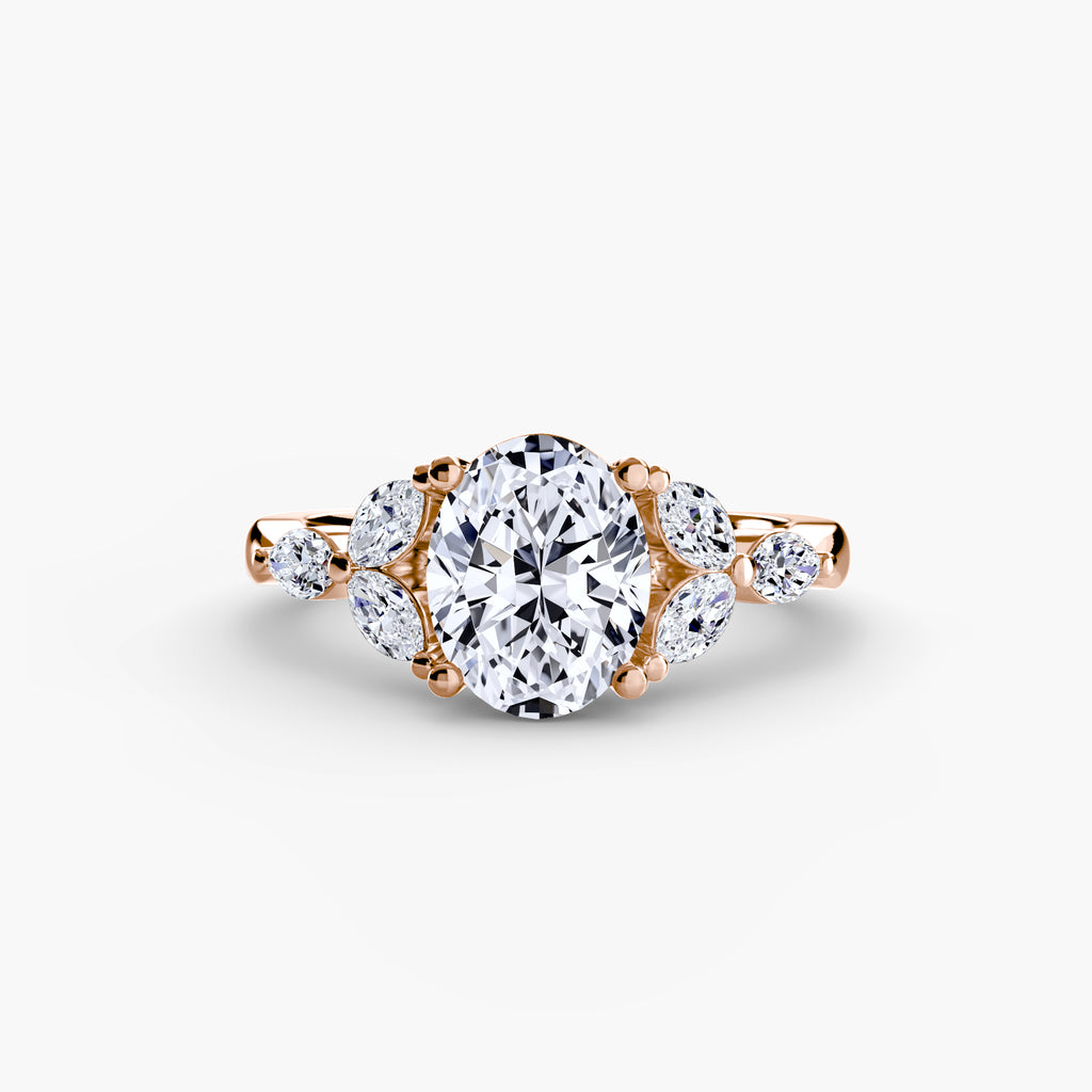 Anello con cluster sulle spalle — montatura