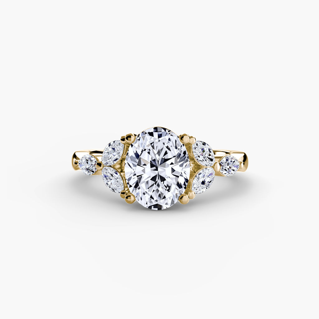 Anello con cluster sulle spalle — montatura