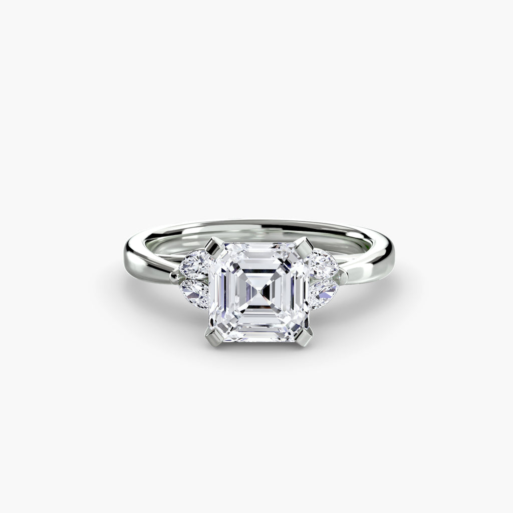 Anello cluster Celeste con pietre laterali — montatura