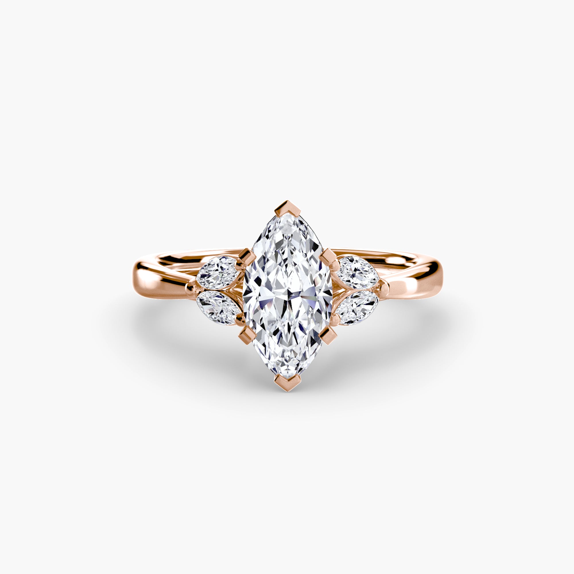 Anello cluster Celeste con pietre laterali — montatura