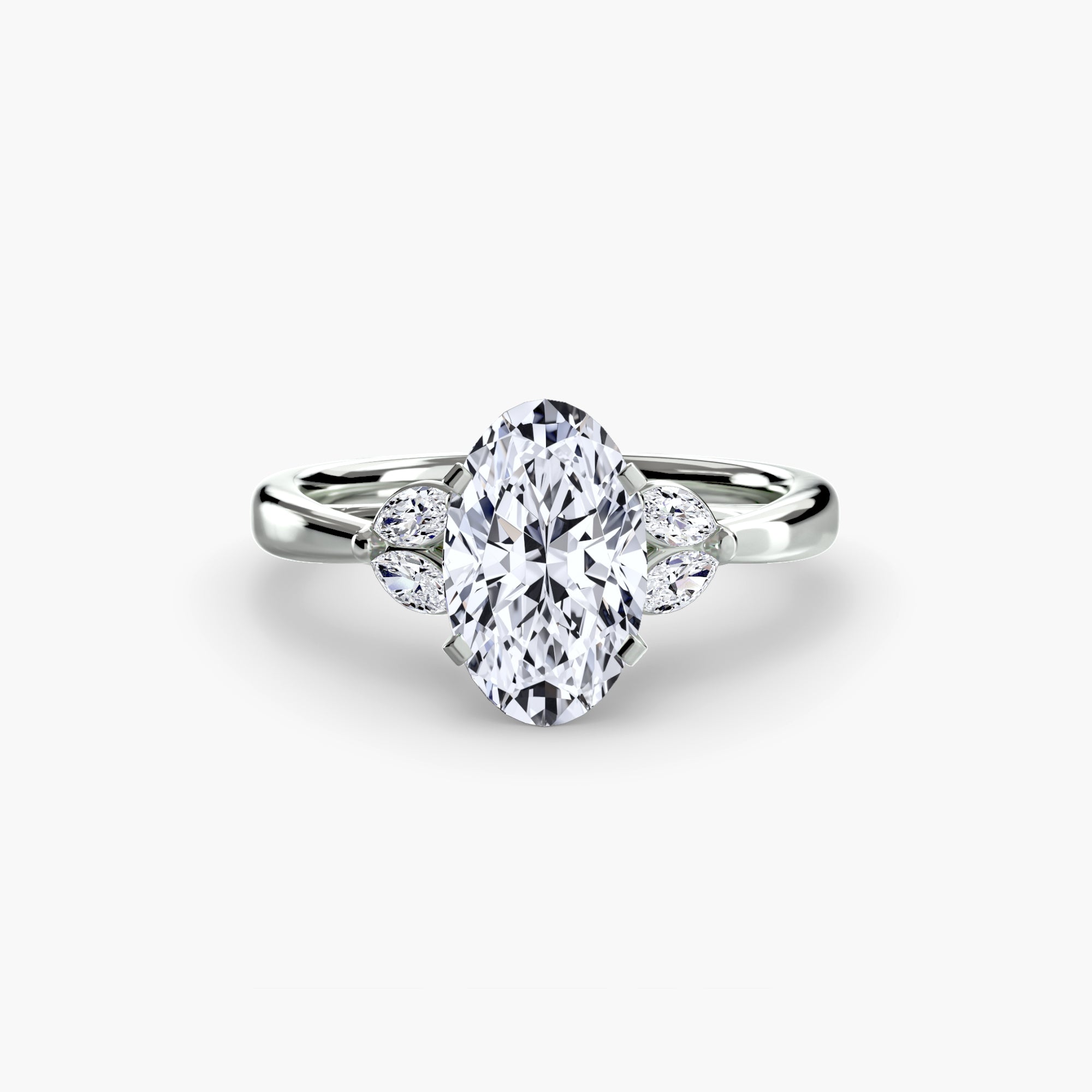 Anello cluster Celeste con pietre laterali — montatura