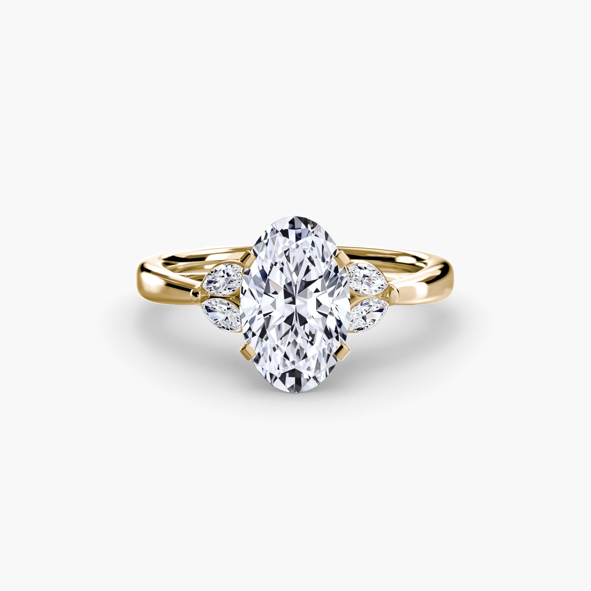 Anello cluster Celeste con pietre laterali — montatura