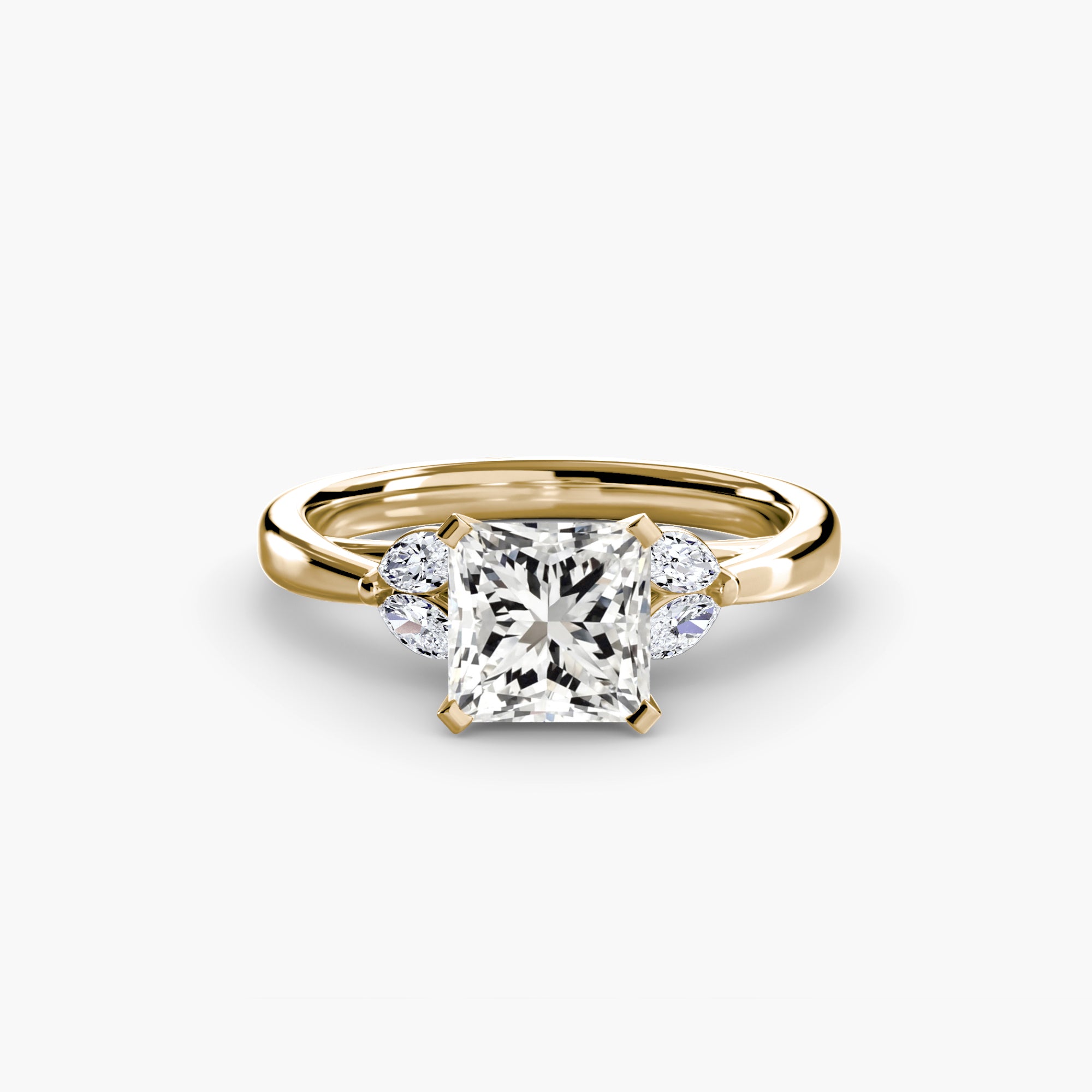 Anello cluster Celeste con pietre laterali — montatura
